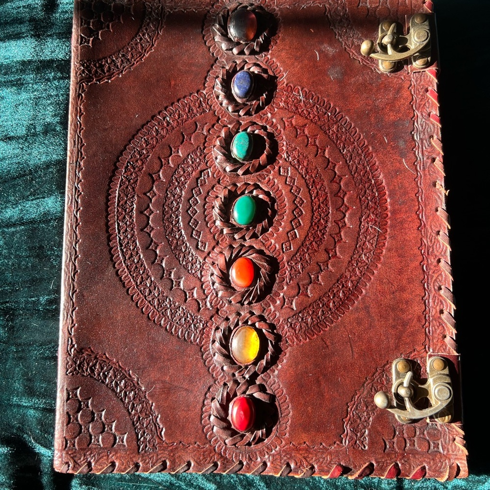 Handcrafted Leather Journal with Chakra stones